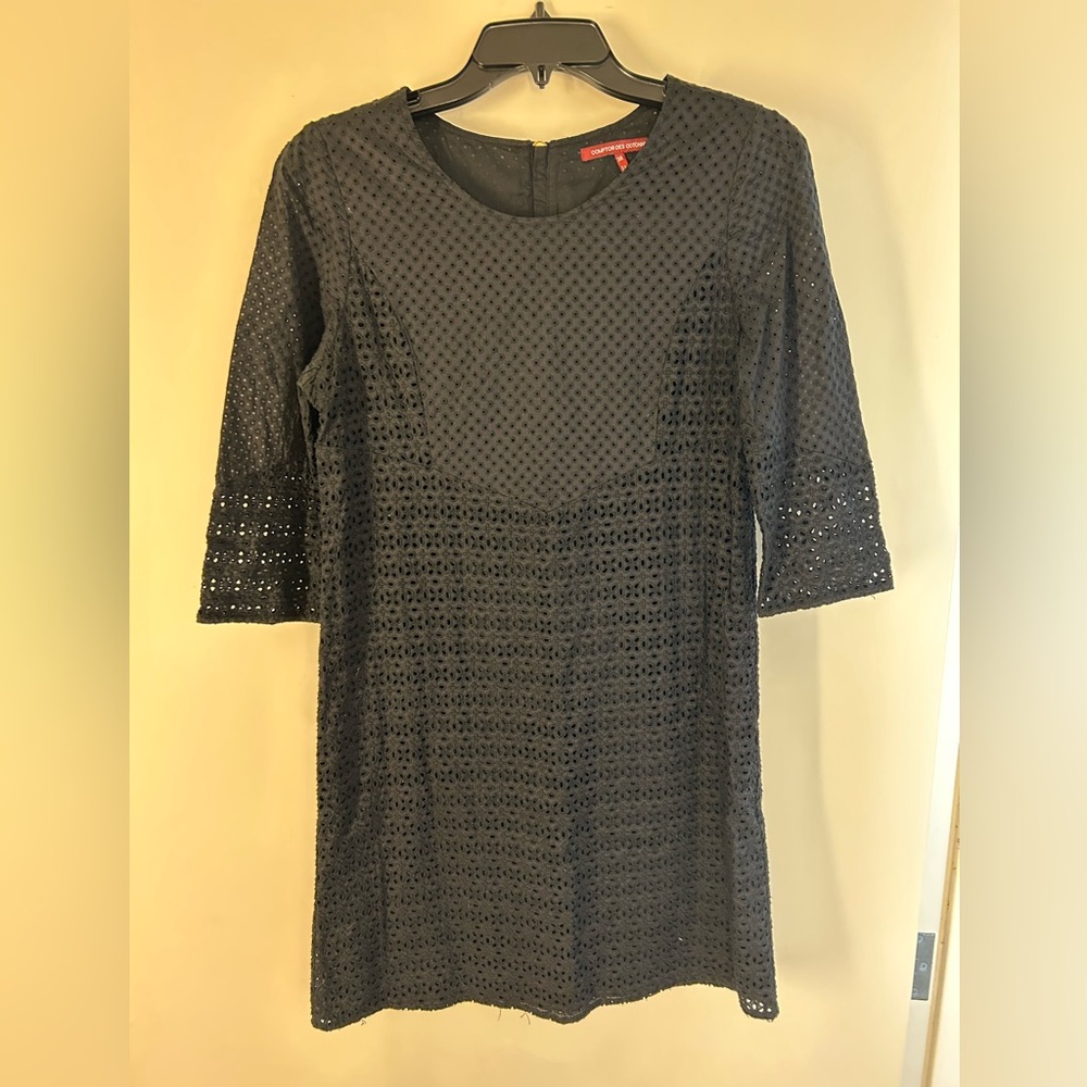 Comptoir des Cotonniers Black Eyelet Lace Shift Dress